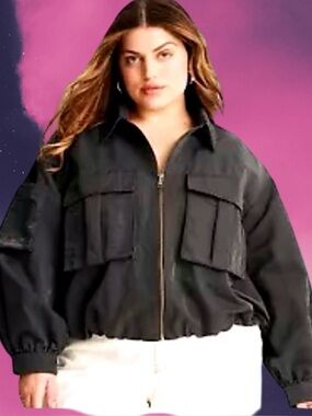 🆕Future Collective+Jenny K. Lopez Women’s plus-size Nylon Bomber Jacket❤️❤️3X